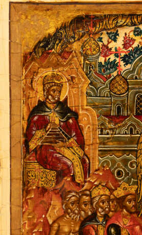 A VERY FINE AND RARE ICON SHOWING 'IN THEE REJOICETH' (HYMN TO HOLY VIRGIN) FROM THE WINTER PALACE COLLECTION (?) - photo 5