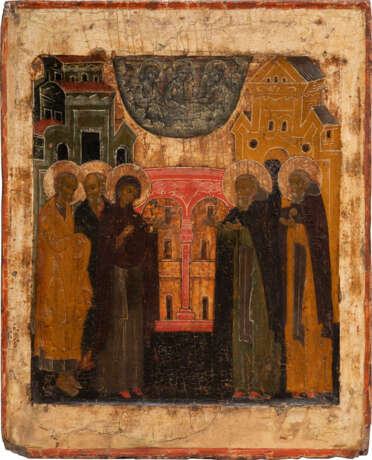 AN ICON SHOWING THE APPEARANCE OF THE MOTHER OF GOD TO ST. SERGEY OF RADONEZH - photo 1