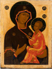 A MONUMENTAL ICON SHOWING THE TIKHVINSKAYA MOTHER OF GOD FROM A CHURCH ICONOSTASIS