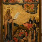 A MONUMENTAL ICON SHOWING THE BOGOLUBSKAYA MOTHER OF GOD, THE SEVEN SLEEPERS OF EPHESOS, STS. FEODOR, DAVID AND CONSTANTINE AND SAINTS - Foto 1