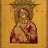 A VERY FINE AND LARGE ICON SHOWING THE VOLOKOLAMSKAYA MOTHER OF GOD WITH OKLAD - фото 1