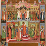 AN ICON SHOWING THE PROTECTING VEIL OF THE MOTHER OF GOD AND THE FOUR EVANGELISTS - photo 1