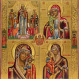 A LARGE QUADRI-PARTITE ICON SHOWING IMAGES OF THE MOTHER OF GOD - фото 1