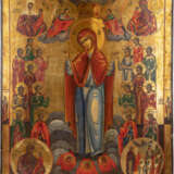 A MONUMENTAL ICON SHOWING THE MOTHER OF GOD 'JOY TO ALL WHO GRIEVE' AND IMAGES OF THE MOTHER OF GOD FROM A CHURCH ICONOSTASIS - фото 1
