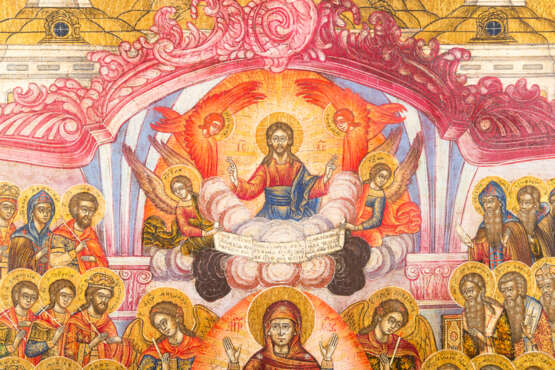 A MONUMENTAL DATED ICON SHOWING THE PROTECTING VEIL OF THE MOTHER OF GOD (POKROV) - фото 2