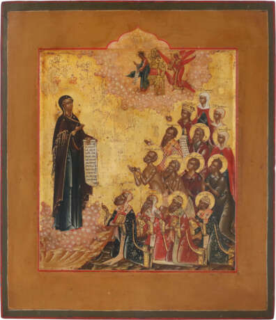 AN ICON SHOWING THE BOGOLUBSKAYA MOTHER OF GOD WITH A SILVER-GILT RIZA - фото 2