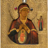 A RARE ICON SHOWING THE MOTHER OF GOD 'HELPER IN BIRTH' WITH RIZA - фото 1