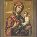 AN ICON SHOWING THE TIKHVINSKAYA MOTHER OF GOD WITH A SILVER-GILT OKLAD - photo 2