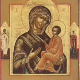 AN ICON SHOWING THE TIKHVINSKAYA MOTHER OF GOD WITH A SILVER-GILT OKLAD - фото 2