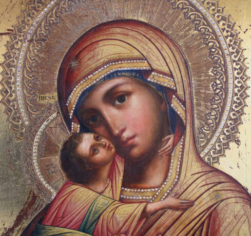 A DATED ICON SHOWING THE VLADIMIRSKAYA MOTHER OF GOD - фото 2