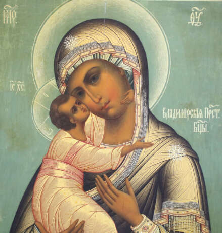 A FINE ICON SHOWING THE VLADIMIRSKAYA MOTHER OF GOD - Foto 2