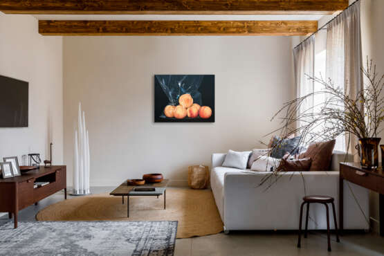 Картина «Просто нежные персики», Холст на подрамнике, Акриловые краски, Гиперреализм, Натюрморт, Украина, 2021 г. - фото 3