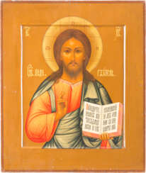 A STAMPED ICON SHOWING CHRIST PANTOKRATOR