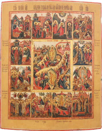 A LARGE ICON SHOWING THE RESURRECTION OF CHRIST AND THE DESCENT INTO HELL WITHIN A SURROUND OF TWELVE MAJOR FEASTS - Foto 1