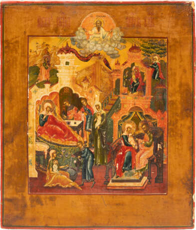 A FINE ICON SHOWING THE NATIVITY OF THE MOTHER OF GOD - фото 1