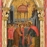 A LARGE ICON SHOWING THE ENTRY OF THE MOTHER OF GOD INTO THE TEMPLE FROM A CHURCH ICONOSTASIS - фото 1