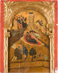 A LARGE ICON SHOWING THE NATIVITY OF CHRIST FROM A CHURCH ICONOSTASIS