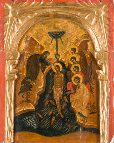 A LARGE ICON SHOWING THE BAPTISM OF CHRIST FROM A CHURCH ICONOSTASIS - фото 1