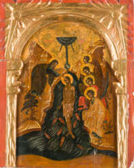 A LARGE ICON SHOWING THE BAPTISM OF CHRIST FROM A CHURCH ICONOSTASIS