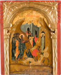 A LARGE ICON SHOWING THE RAISING OF LAZARE FROM A CHURCH ICONOSTASIS
