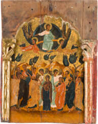 A LARGE ICON SHOWING THE ASCENSION OF CHRIST FROM A CHURCH ICONOSTASIS