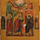 A FINE ICON SHOWING THE ANNUNCIATION WITH A SILVER-GILT RIZA - фото 2