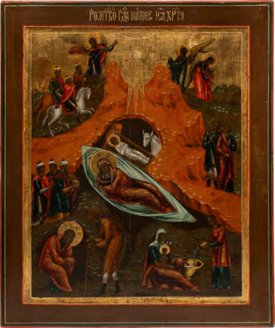 A LARGE ICON SHOWING THE NATIVITY OF CHRIST FROM A CHURCH ICONOSTASIS - фото 1