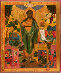 A LARGE ICON SHOWING ST. JOHN THE FORERUNNER WITH SCENES FROM HIS LIFE