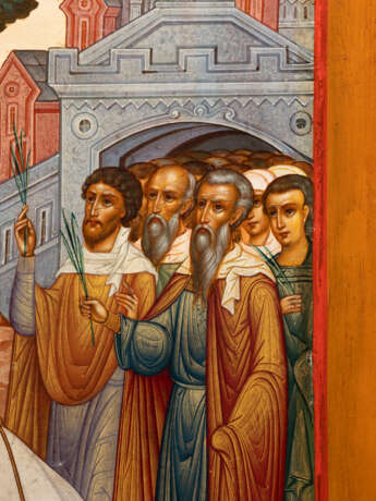 A VERY LARGE AND VERY FINE ICON SHOWING THE ENTRY INTO JERUSALEM - photo 4