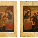 AN EXTREMLY RARE PAIR OF ICONS SHOWING THE COMMUNION FROM A CHURCH ICONOSTASIS - фото 1