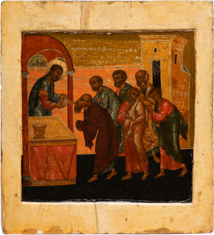 AN EXTREMLY RARE PAIR OF ICONS SHOWING THE COMMUNION FROM A CHURCH ICONOSTASIS - фото 2