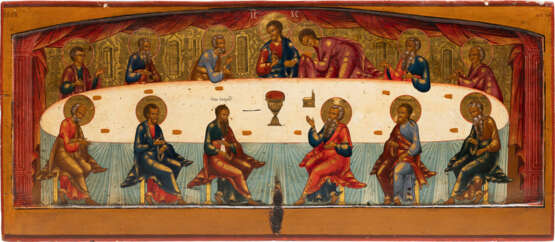 A VERY LARGE ICON SHOWING THE LAST SUPPER FROM A CHURCH ICONOSTASIS - Foto 1