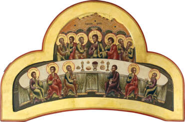 A LARGE ICON SHOWING THE LAST SUPPER FROM A CHURCH ICONOSTASIS