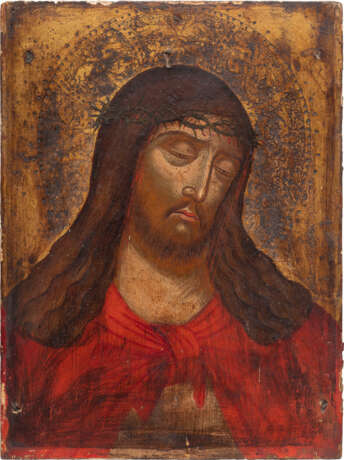 A LARGE AND FINE ICON SHOWING CHRIST CROWNED WITH THORNS (ECCE HOMO) - photo 1