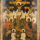 A MONUMENTAL ICON SHOWING THE CRUCIFIXION OF CHRIST FROM A CHURCH ICONOSTASIS - фото 1