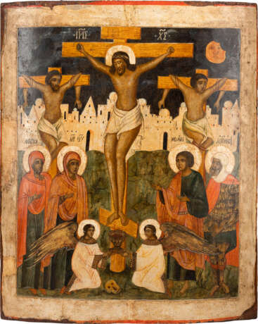 A MONUMENTAL ICON SHOWING THE CRUCIFIXION OF CHRIST FROM A CHURCH ICONOSTASIS - Foto 1