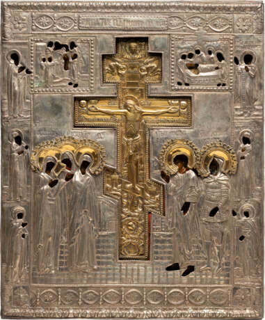 A LARGE STAUROTHEK ICON SHOWING THE CRUCIFIXION OF CHRIST WITH OKLAD - Foto 2