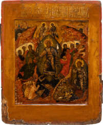 A FINE ICON SHOWING THE RESURRECTION OF CHRIST AND THE DESCENT INTO HELL