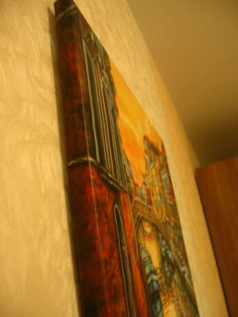 Закат лодка Canvas on the subframe Paintbrush Contemporary realism Cityscape Russia 2021 - photo 2