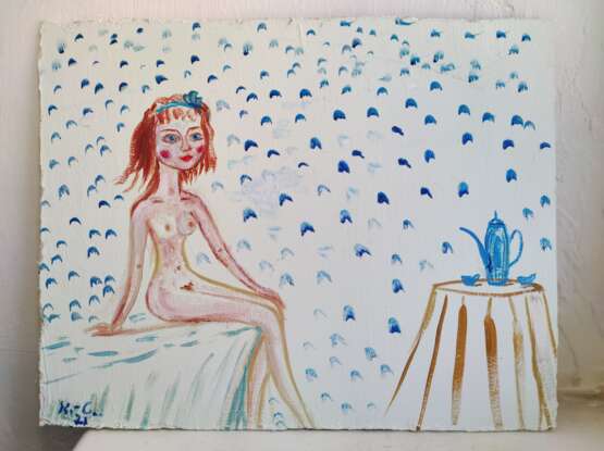 Юля. Julia. масло на оргалите Paintbrush Nude art Ukraine 2021 - photo 1