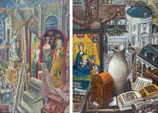 Paar Gemälde mit mittelalterlichen Motiven - Foto 1