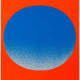 Blauer Kreis auf leuchtrot-orange - фото 1