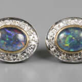 Paar Ohrstecker mit Opalen und Diamanten - Foto 1