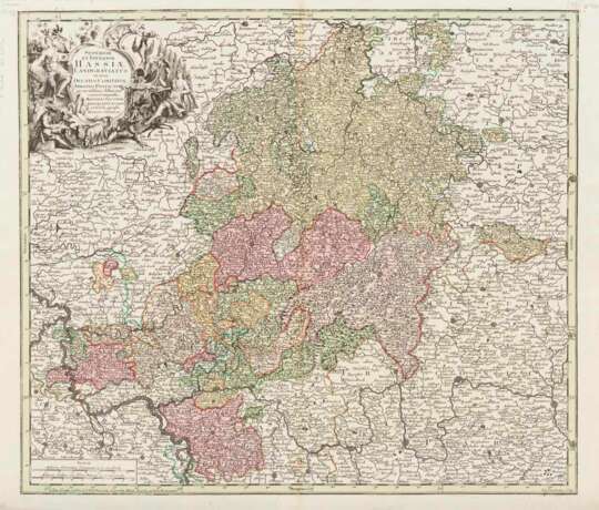 SEUTTER, Matthäus (1678 Augsburg - 1757 Augsburg). Landkarte der Provinzen Ober- und Unterhessen. - photo 1