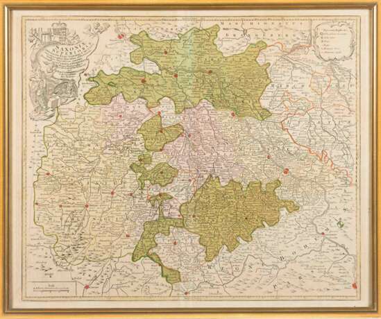 LOTTER, Tobias Conrad (1717 - 1777 Augsburg). Landkarte von Sachsen. - Foto 1