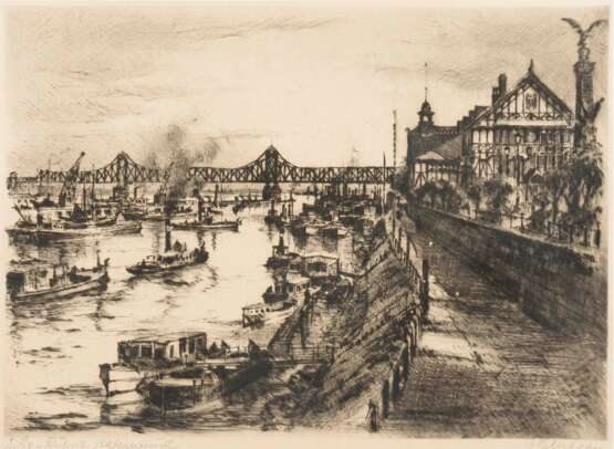 VAN HEES, Dirk (1895 - 1945). Ansicht des Duisburger Hafens. - фото 1