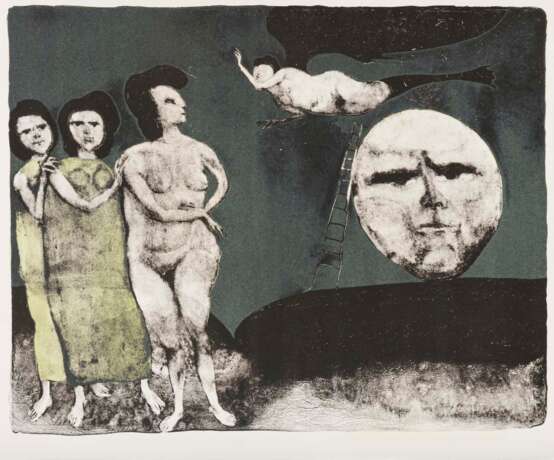 CASTELLÓN, Frederico (1914 Alhabia - 1971). 2 Werke: Der Kuss | Mondlandschaft. - фото 2