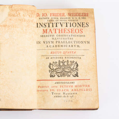 WEIDLER, Johann Friedrich. "Institutiones Matheseos". - фото 1