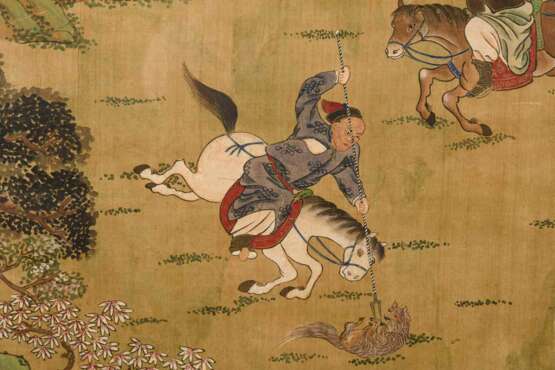 Mongolische Reiterszene - Stoffmalerei. - Foto 2