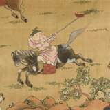 Mongolische Reiterszene - Stoffmalerei. - фото 3